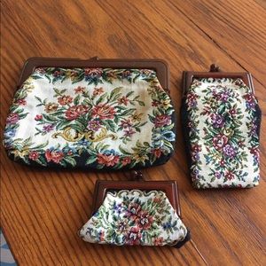 3pc vintage embroidered purses